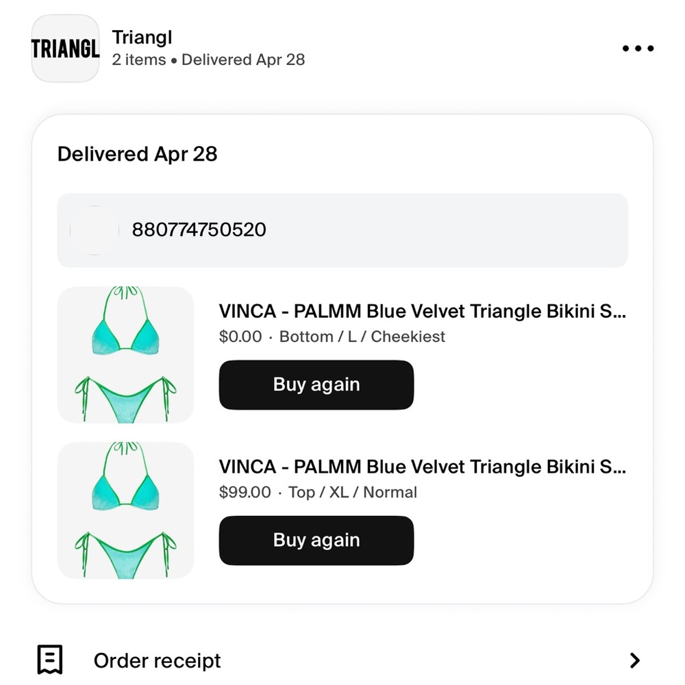 Triangl Swimwear Vinca Palmm Blue Velvet Triangle Bikini Set